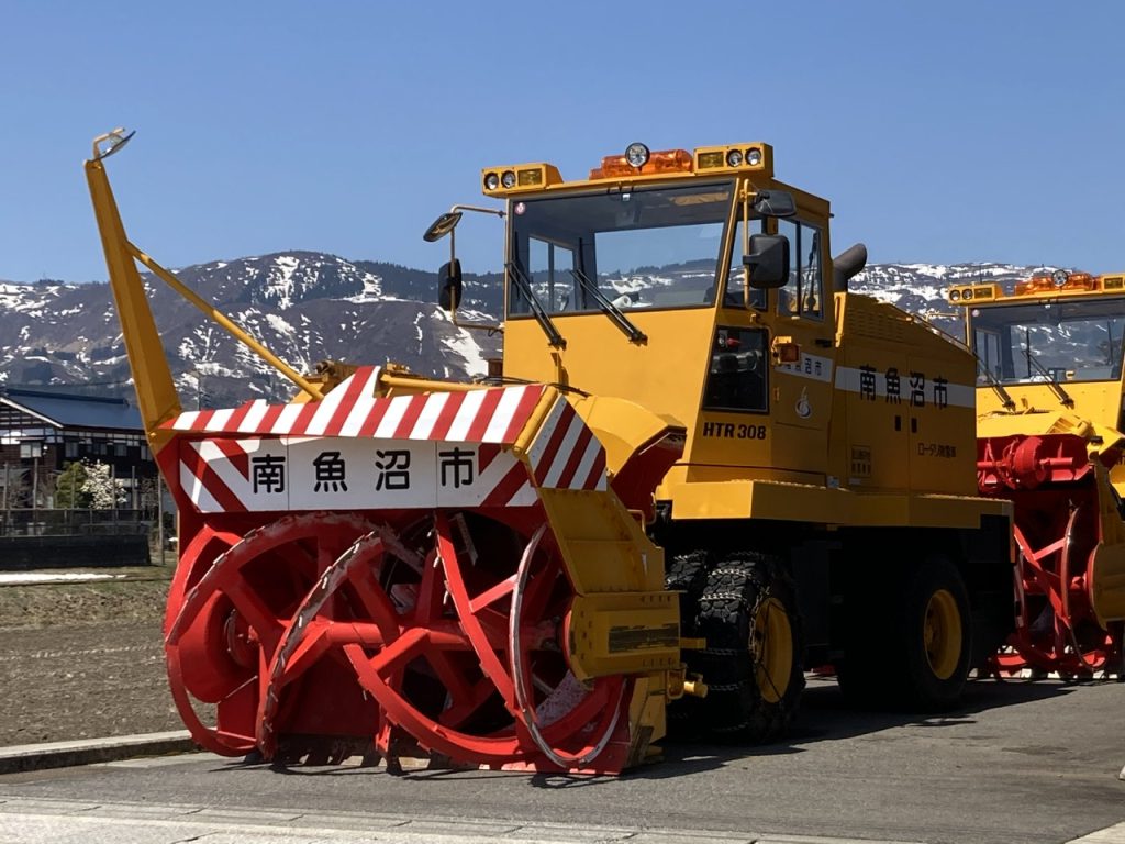 Snow removal trucks in Minamiuonuma, Niigata, Japan