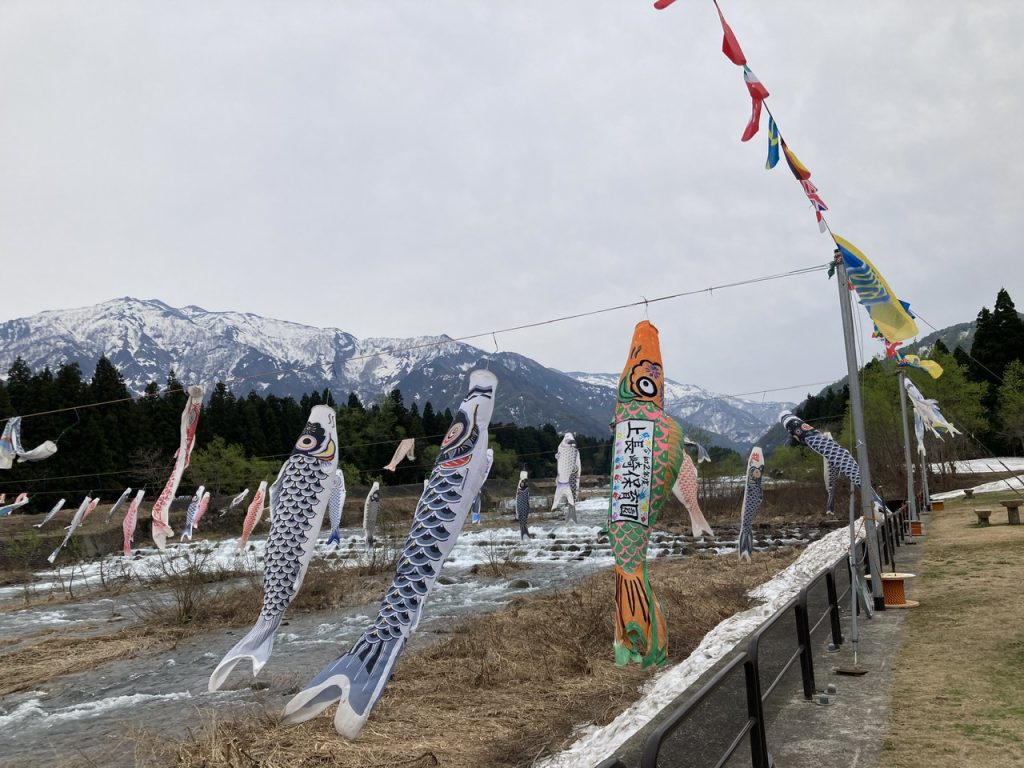 Koinobori (carp streamers) for Children’s Day in Minamiuonuma, Niigata, Japan